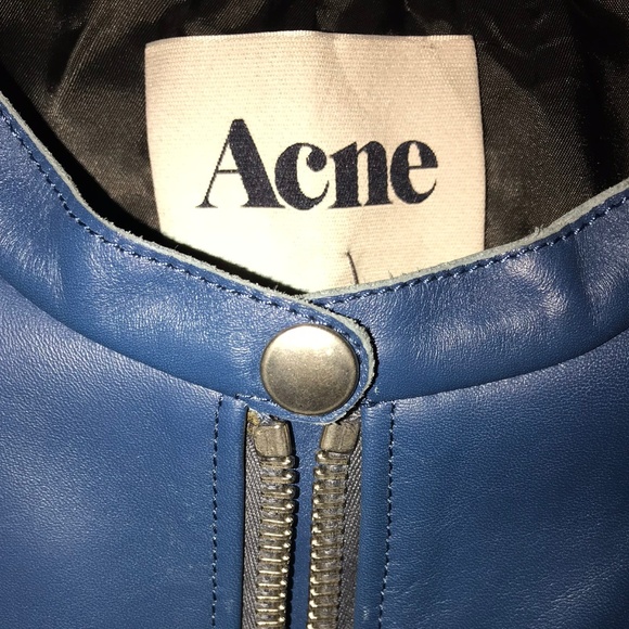 Acne blue leather jacket - Picture 6 of 7